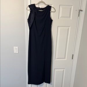 SLNY Navy Sleeveless Maxi Dress with Shoulder Tie